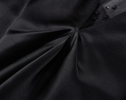 COMME MOI  Women's Black Acetate Open Back Dress - LEAH.