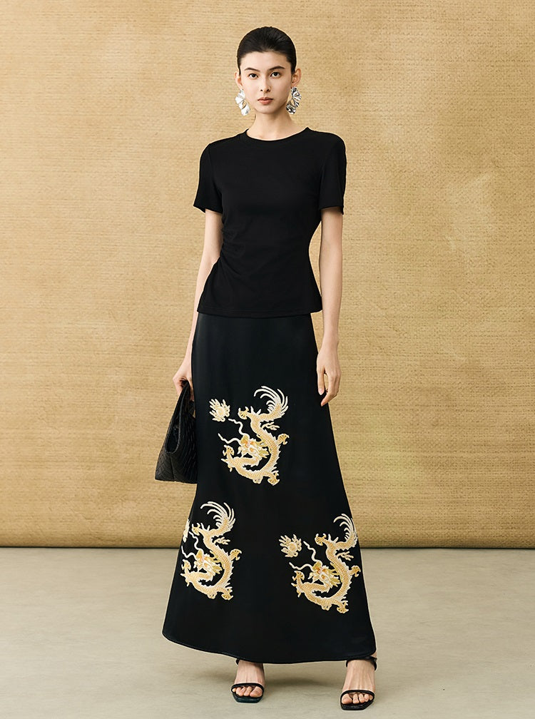 HECO Chinese Style Waist Shirred Knit Slim Stretch Top- STIQE.