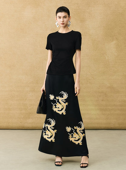 HECO Chinese Style Waist Shirred Knit Slim Stretch Top- STIQE.