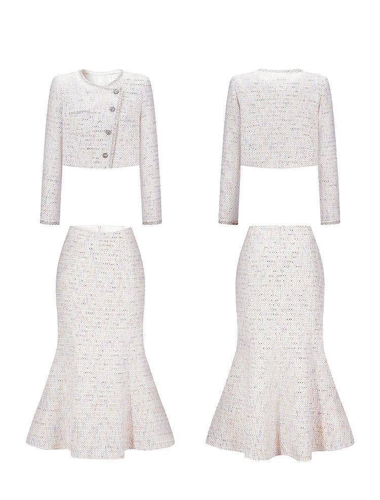 CHICHY Mermaid Fragrance Tweed Mermaid Skirt Two-Piece Set-GIGI
