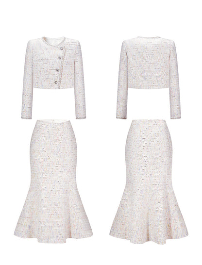 CHICHY Mermaid Fragrance Tweed Mermaid Skirt Two-Piece Set-GIGI