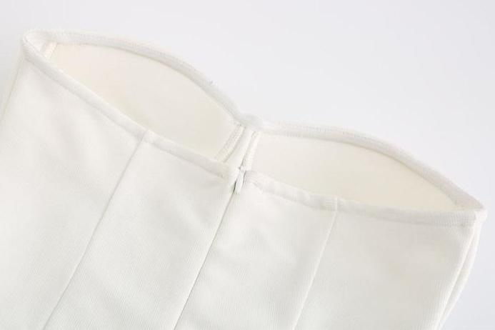 DOLLY Luxury White Simple Off Shoulder Tube Top Slim Fit Hip Hug Banquet Dress-BORA