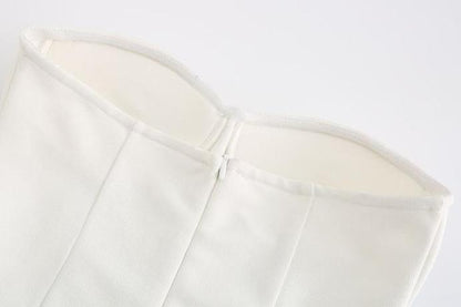 DOLLY Luxury White Simple Off Shoulder Tube Top Slim Fit Hip Hug Banquet Dress-BORA