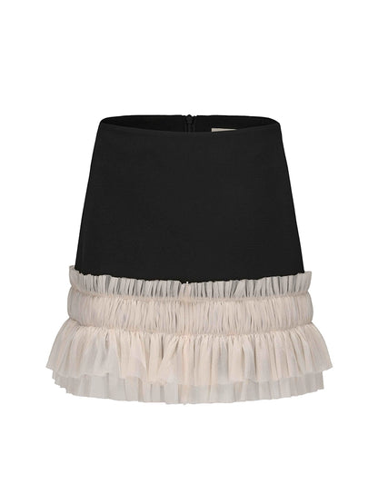 ATELIER MISS LU multi-layer soft tulle stitching shape small A-line skirt - ELIN.