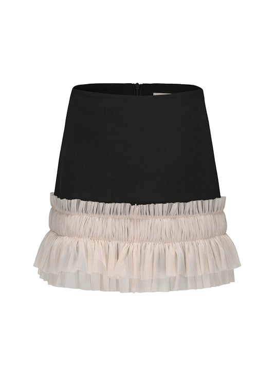 ATELIER MISS LU multi-layer soft tulle stitching shape small A-line skirt - ELIN.