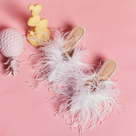 B-FEI faux fur women's kitten heel-OLED.