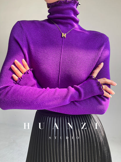 Huanzi custom turtleneck pullover knitted sweater autumn winter - Bililly