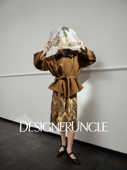 DGU|「 Twilight" gray woolen jacket new high-end temperament versatile slimming top - Louisa.