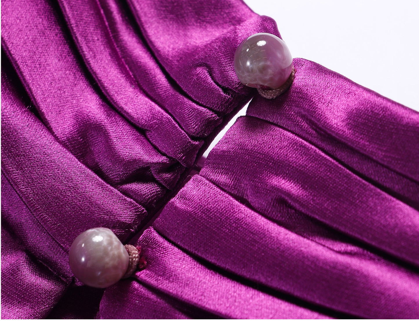 WANGXO Acetate Satin Silky Smooth Collar Cut-Out Aesthetics Shirred Waist Umbrella Top - VIOLA