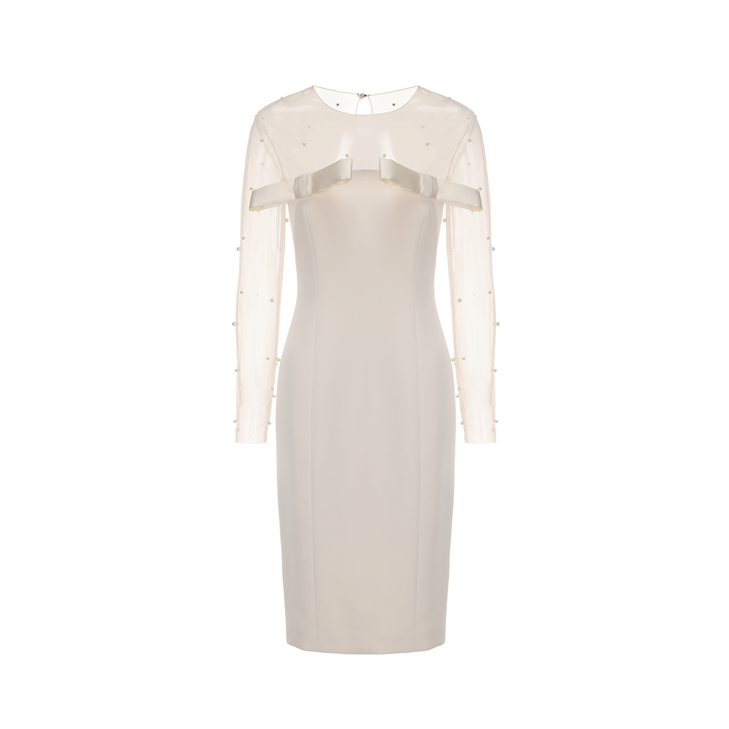 ATELIER MISS LU Fall/Winter Pearl Stitched Bow Waist Dress - HAILEY
