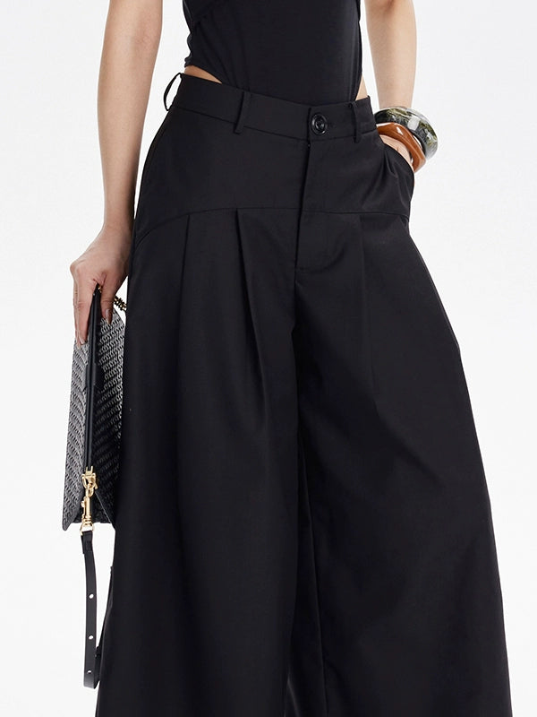 TINY IN Curved split wide-leg black trousers-SLUF