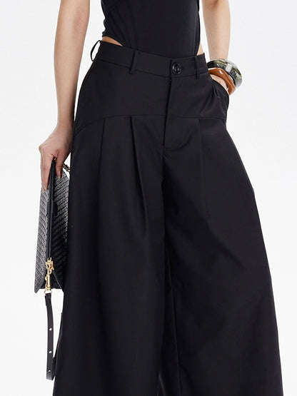 TINY IN Curved split wide-leg black trousers-SLUF