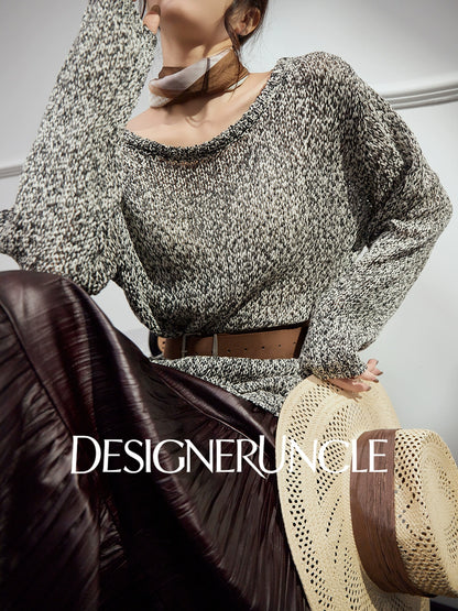 DGU |Flower Gray Knitted New Loose Lazy Style Light Luxury Niche Design Pullover - CHANT.