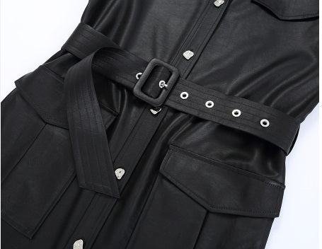 COMME MOI Lu Yan designer women's hunting straight side slit maxi skirt dress - LAYLA.