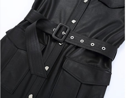 COMME MOI Lu Yan designer women's hunting straight side slit maxi skirt dress - LAYLA.