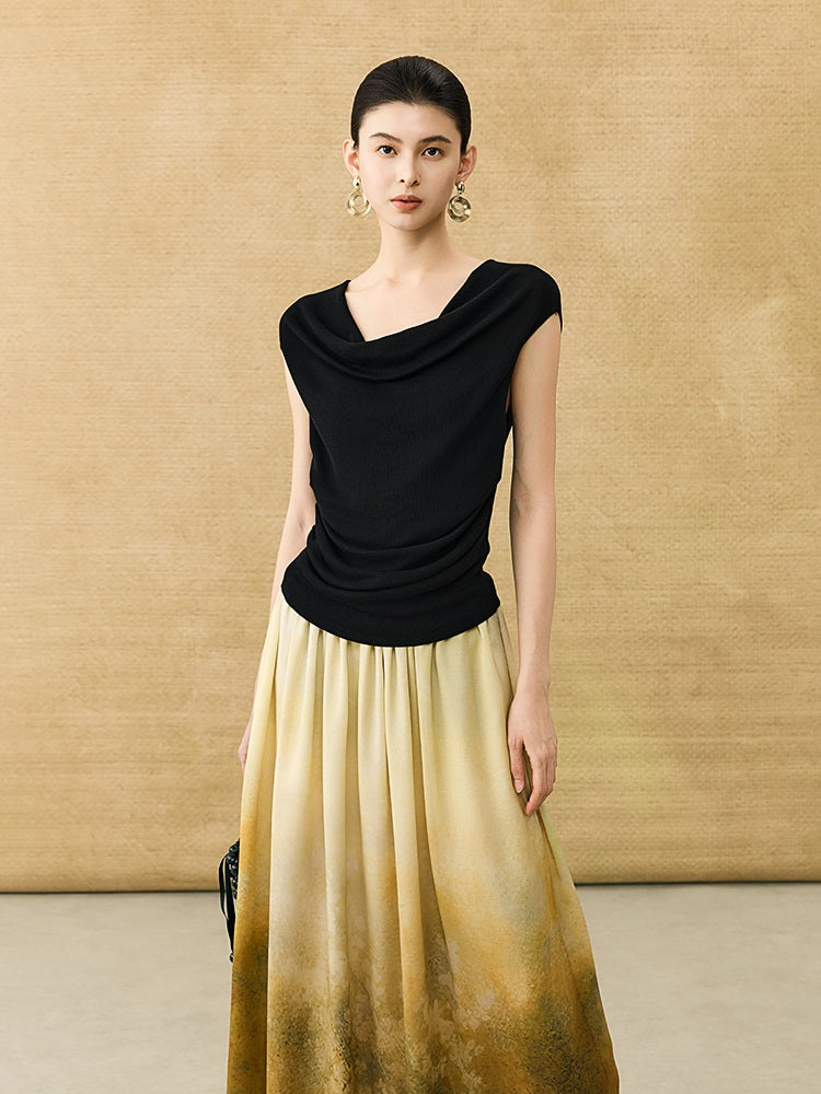 HECO Chinese style swing collar sleeveless knitted sweater T-shirt - HEART.