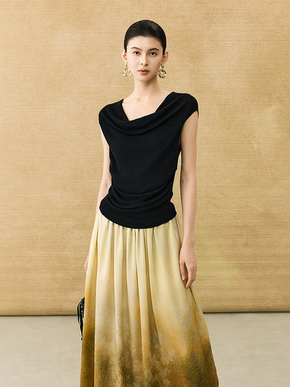 HECO Chinese style swing collar sleeveless knitted sweater T-shirt - HEART.