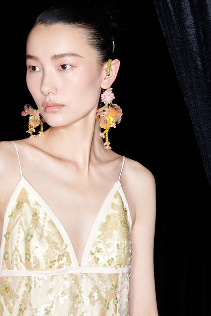 M essential Mackay designer Jinghui embroidered backless suspender dress- CAN.