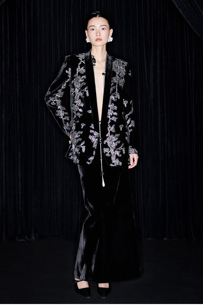 M essential Mackay designer iron orchid embroidered suit - Selima