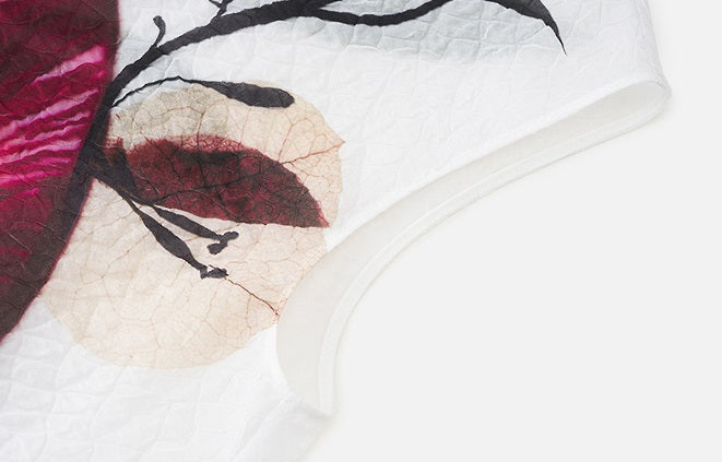 ZHUCHONGYUN mulberry silk V-neck sleeveless printed top and skirt outfit set-BRAUS.