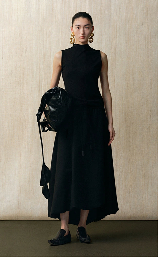 ZHUCHONGYUN loose bud mid-length black sheep wool skirt- HACHI.