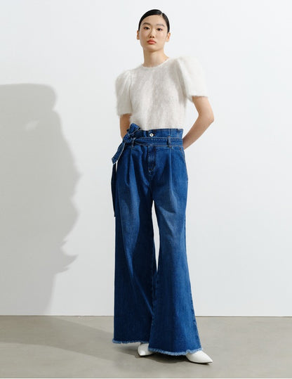 COMME MOI Lu Yan designer women's fashion stretch high-waisted wide-leg jeans - RILEY.