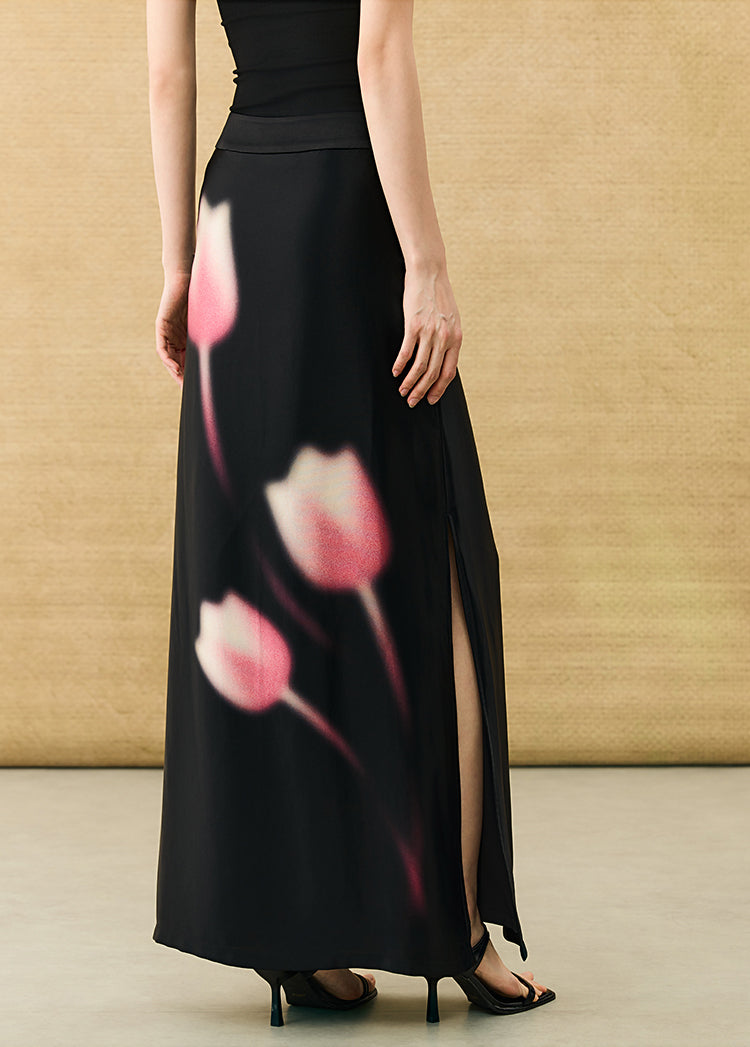 HECO Chinese high-end acetic acid skirt summer tulip print drape - ESSENCE.