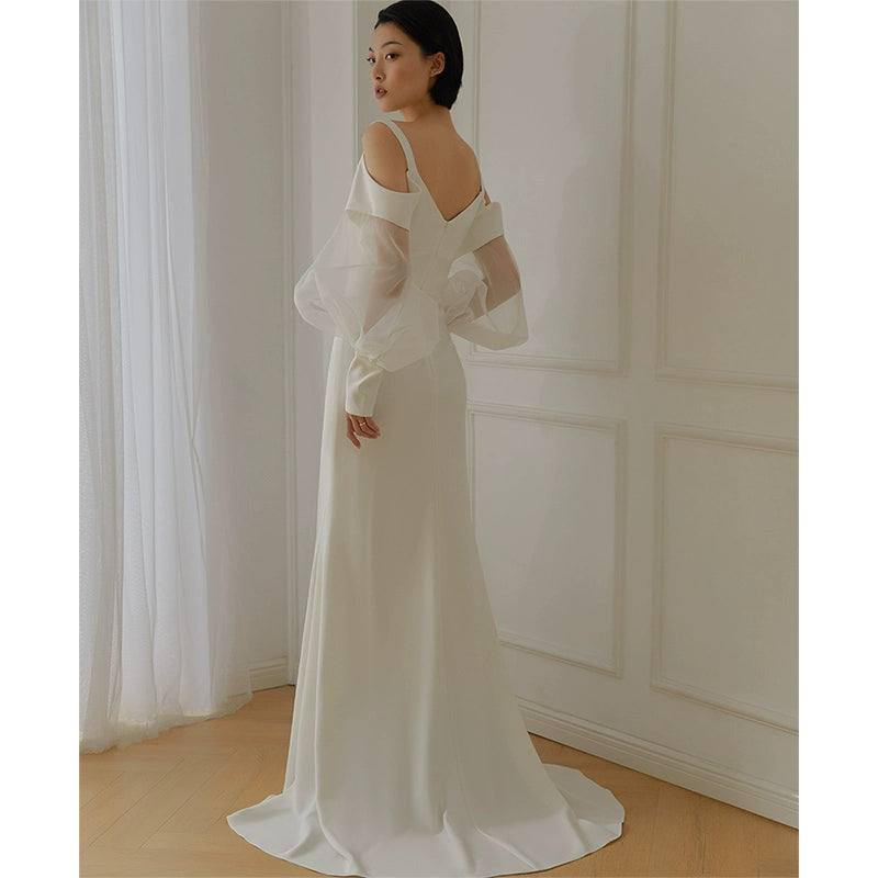 GOUDIN white high-quality texture elegant light luxury evening dress-CAS.