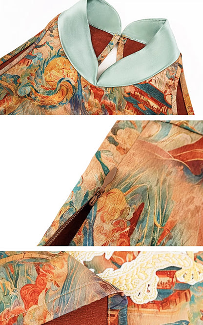 HECO Chinese Retro Mural Golden Dragon Embroidered Vest Top - ERIKA.