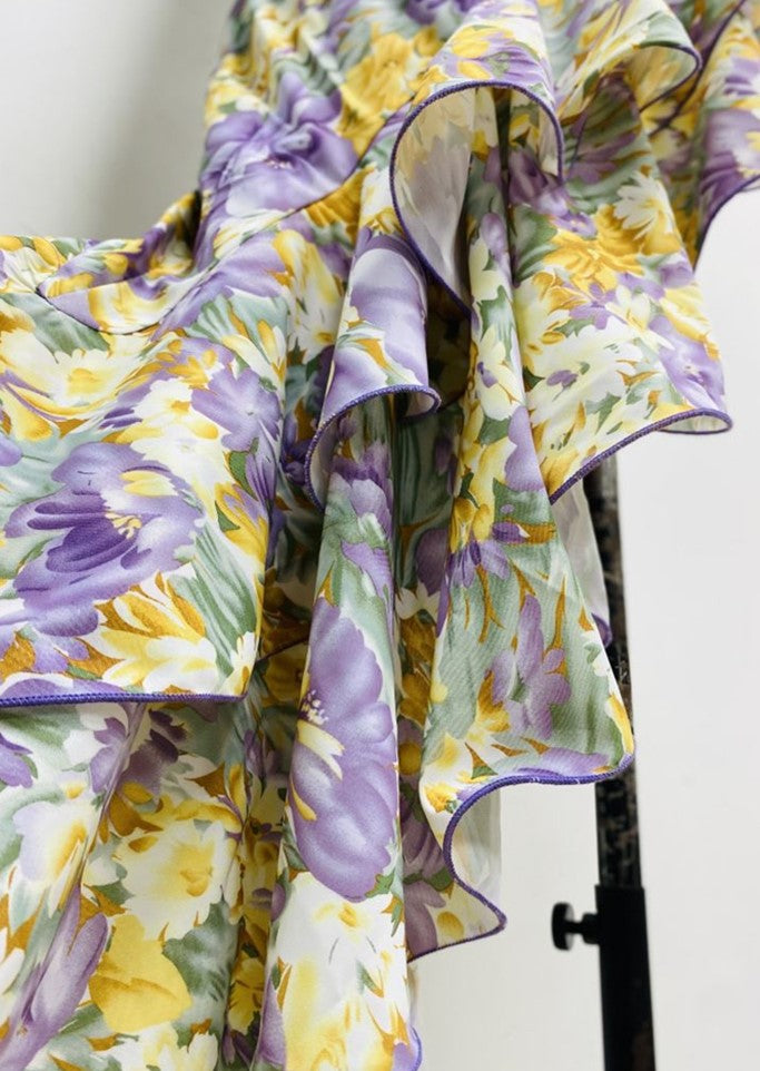 DOLLY Elegant Slant Collar Long Puff Sleeve Hollow Irregular Ruffled Hem Dress-KIERA