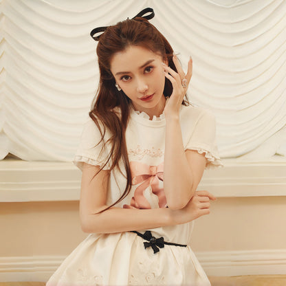 FAME bow short-sleeved T-shirt- VALERIE