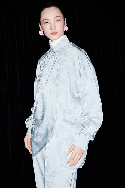 M essential Mackay designer pastel bue disc button placket shirt pant top set - sept.