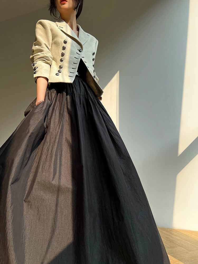 Aconiconi High End Long Sleeve Double Breasted Tuxedo French Retro Jacket Blazer- History