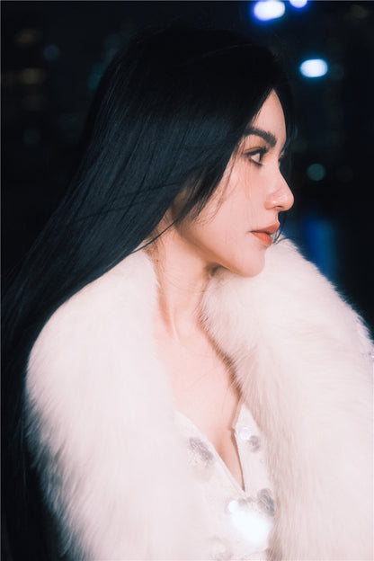 Wardrobes by Chen Elegant White Long Sleeve  Autumn Coat-Bala