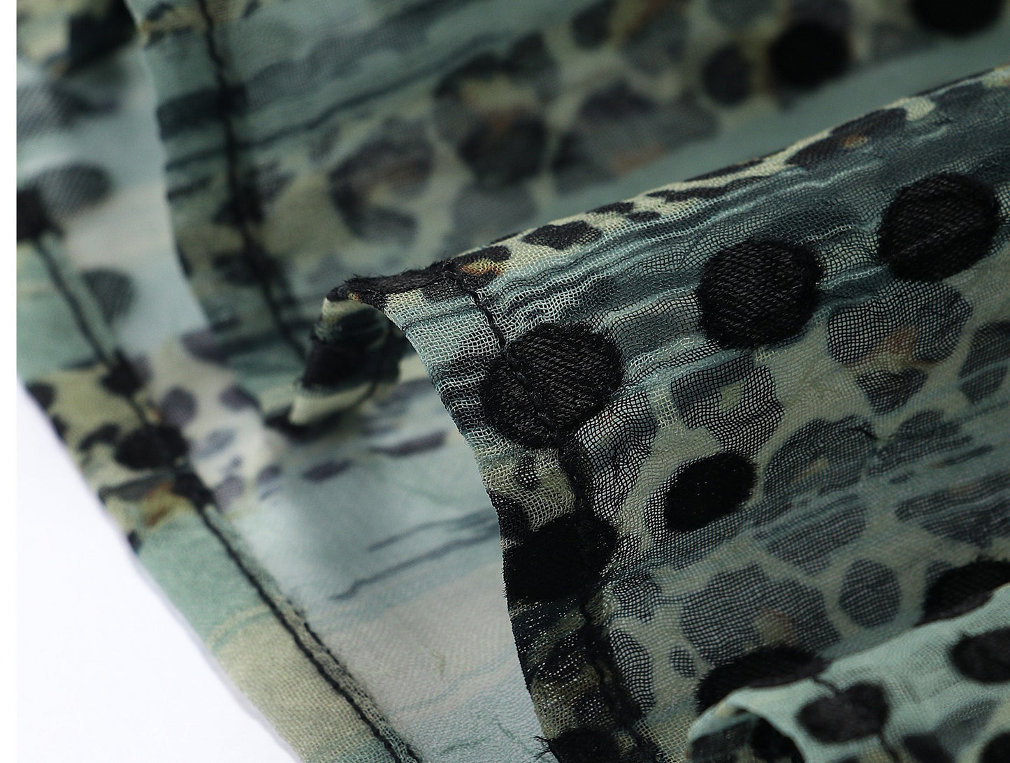 WANGXO | Sheer Silk French Retro Leopard & Polka Dot Loose Top -LYRA.