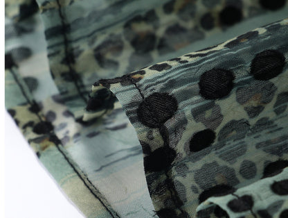 WANGXO | Sheer Silk French Retro Leopard & Polka Dot Loose Top -LYRA.