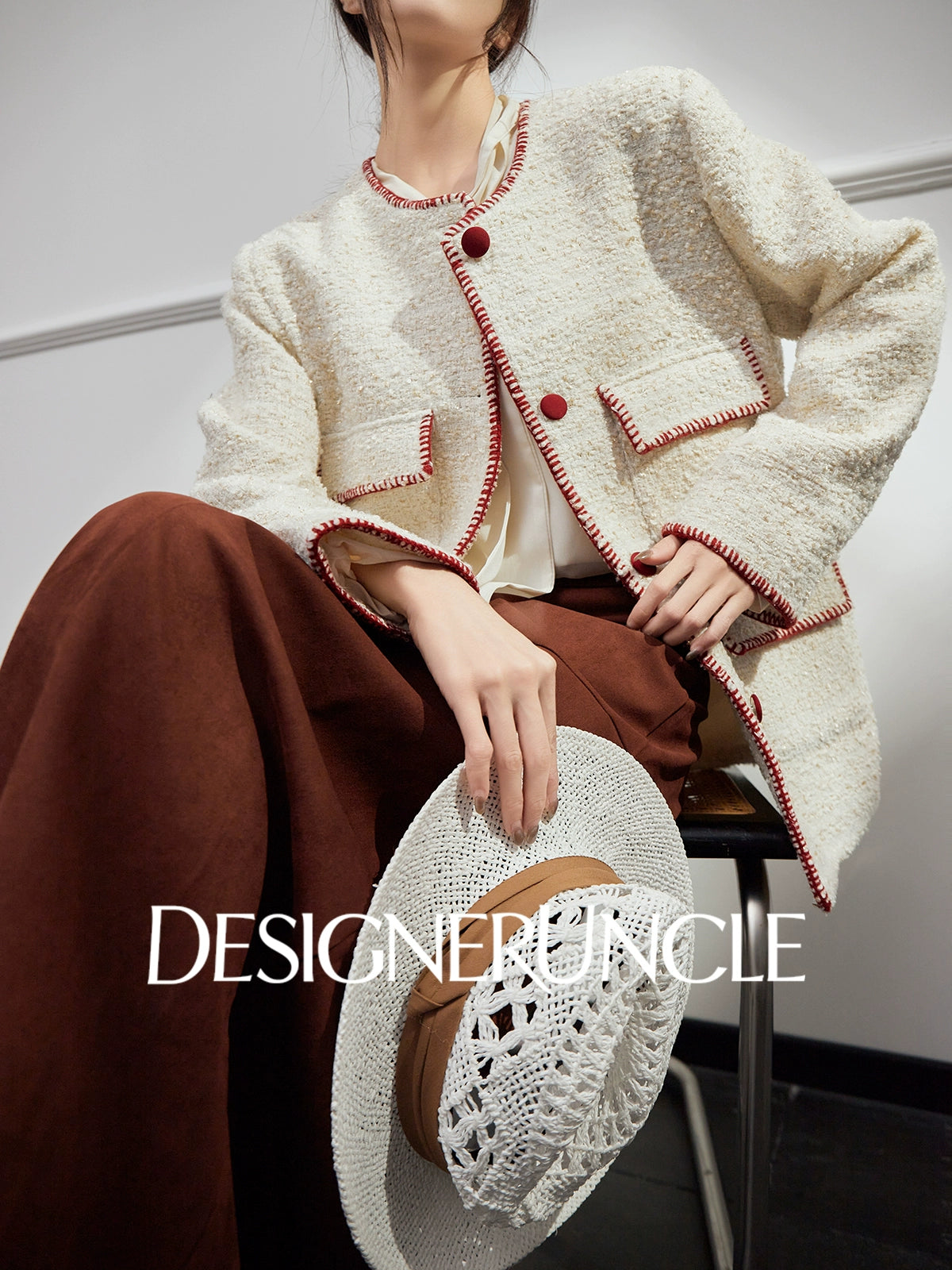 DGU|Off-white woolen jacket fragrance design jacket retro cropped top - SUDDEN.