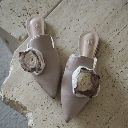 B-FEI French niche pointed toe flower decoration mules-HYUNG.