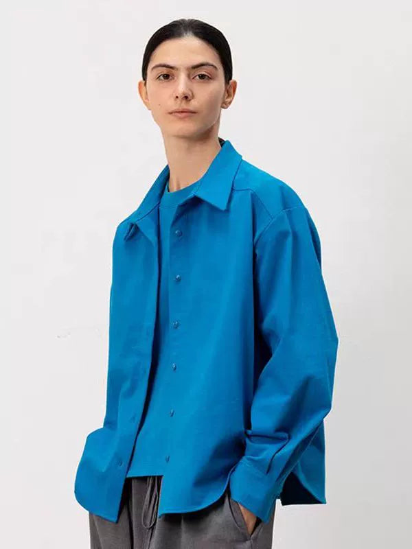 Low classic long sleeve shirt women's summer 2025 new design sense niche short sleeve t-shirt cotton shirt-IVY