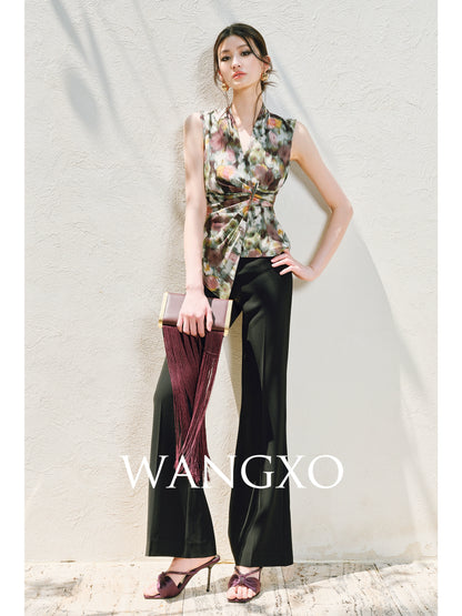 WANGXO | Flat Draped CE-Style Supermodel-Proportioned Retro Flared Pants -RUEI