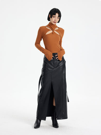 TINY IN cut-out brushed knit long sleeve sweater -WAKA