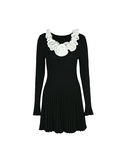 YES BY YESIR Ballet Flower Knit Short Dress - PRESS.