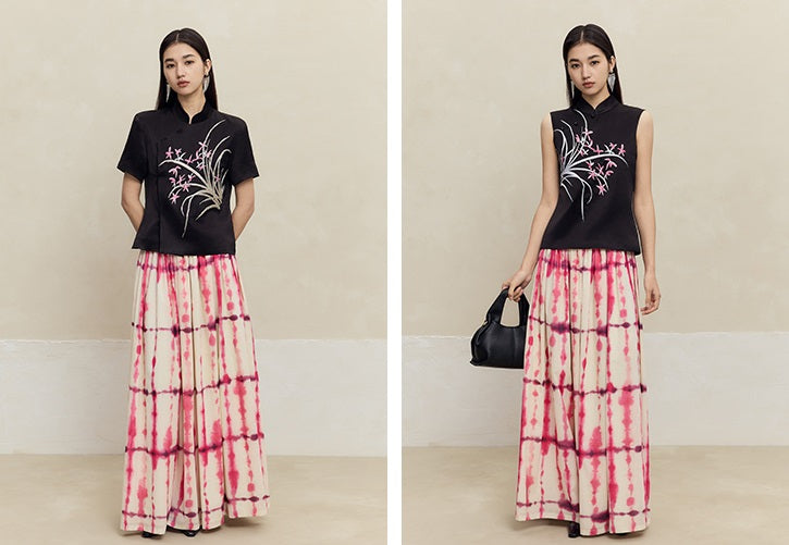 HECO 100% Cotton pink High Waist Swing Skirt Women - grace.