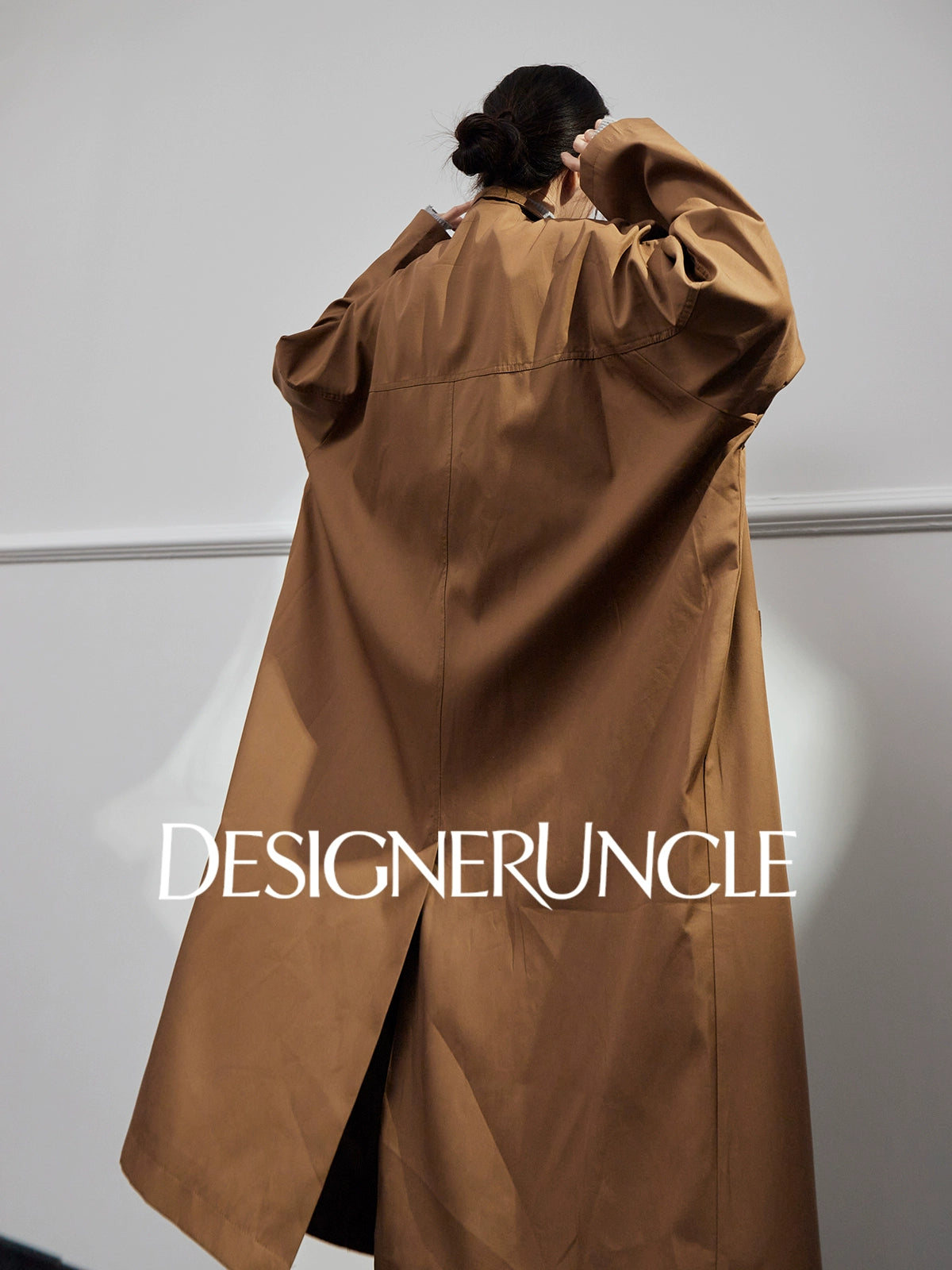 DGU "Luyin" Caramel Coffee Trench Coat Double-breasted Long Versatile High-End Jacket - Philip ?