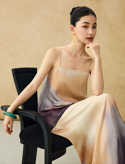 HECO Chinese Style Smudge Human Silk Camisole Cool and Breathable Seaside T - PALM.