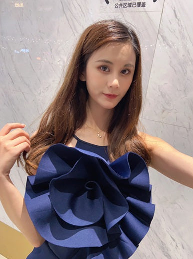 DOLLY Elegant French Style Sleeveless Ruffle Collar Slim Fit Midi Cocktail Dress-BANNIE