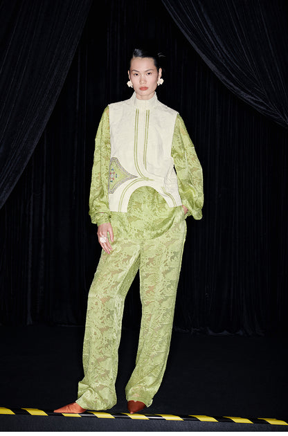 M essential Mackay designer lace embroidered stand-up collar waistcoat top pants set -  Tloe