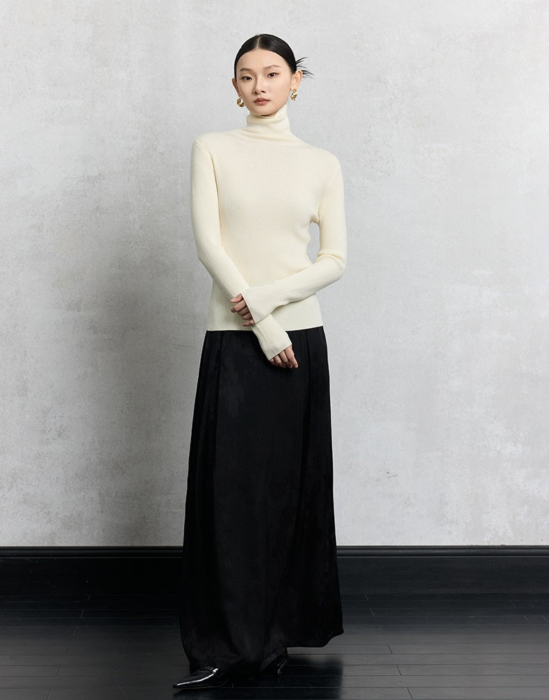 HECO Plain Base Layer Top High Neck black white red apricot Long Sleeve Knit Sweater - nice.