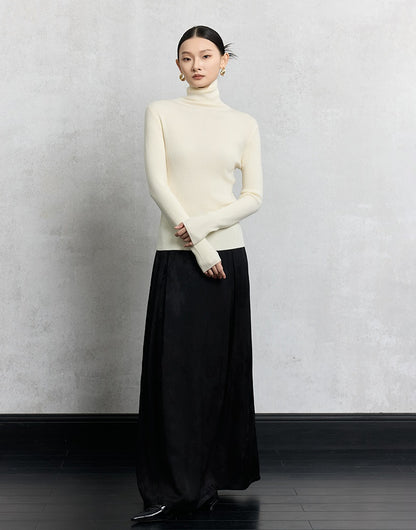 HECO Plain Base Layer Top High Neck black white red apricot Long Sleeve Knit Sweater - nice.