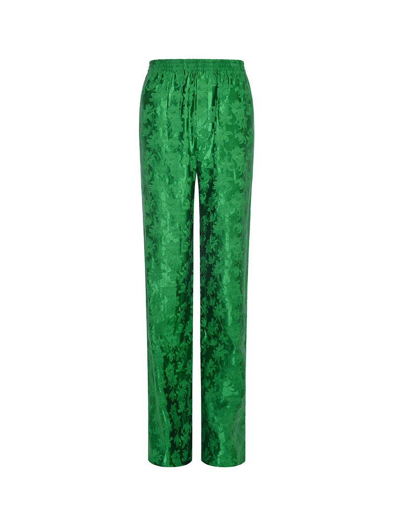 M essential Mackay designer emerald green silk thread embroidered top  pants set- zim.